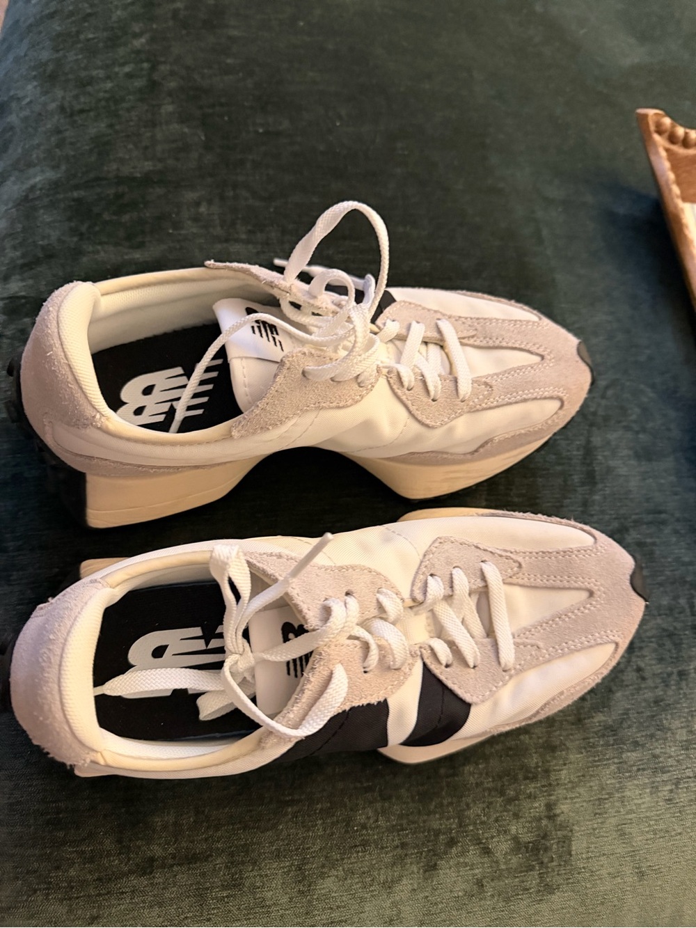 New Balance White and Black Platform Sneakers - Picture 2 of 2